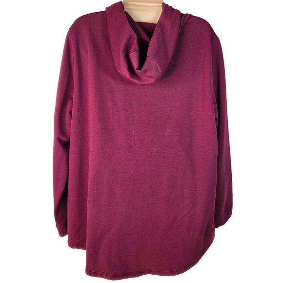 St Johns Bay Burgundy Hoodie Pullover Quilted Front Sweatshirt OX - Picture 2 of 5